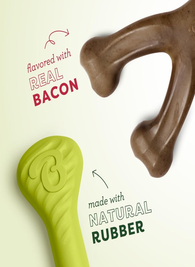 Benebone 2-Pack Bacon Wishbone/Rubber Bone Medium - Image 2